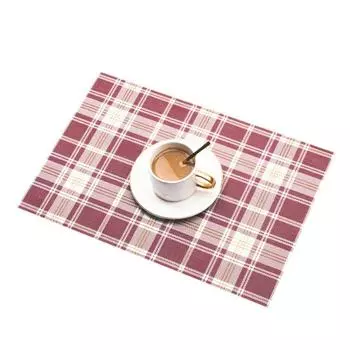 4pcs/set Plaid Placemats Set 45x30cm PVC Non-Slip Heat Insulating Table Mats Rectangular Table Mats Coasters Desktop Decoration 45x30cm