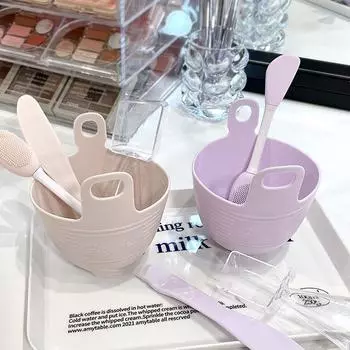 4Pcs/set Silicone Mask Brushes Bowl Measuring Cup DIY Powder Seaweed Mask Tools Handle Multi-function Brush Face Mud Mixing