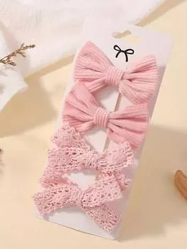 4Pcs/Set Solid Color lace Hair Clips for Girls Handmade Velvet Bowknot Baby Hairpins Headwear Hair Accessories