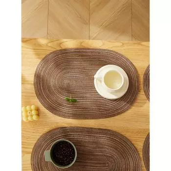 4PCS/set Table Place Mats Oval Rop Cotton Braided Coaster Placemas Heat Resistant Non-Slip Table Mats for Kitchen Table Washable 45x30cm&Oval