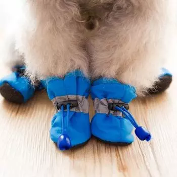 4pcs/set Waterproof Winter Warm Pet Dog Shoes Anti-slip Rain Snow Boots Thick For Small Cats Puppy Chihuahua Socks Booties 1