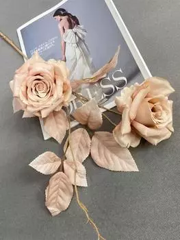 4PCS Silk Roses with Stems Artificial Flowers Fake Real Looking Bulk Floral for Wedding Bouquets Centerpieces Arrangements Reception Party Home Decor синий