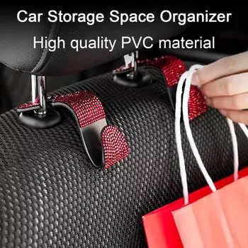 4 шт. сверкающие автомобильные удобные крючки для кошелька, креативные крючки для хранения раствора со стразами для автомобиля белый