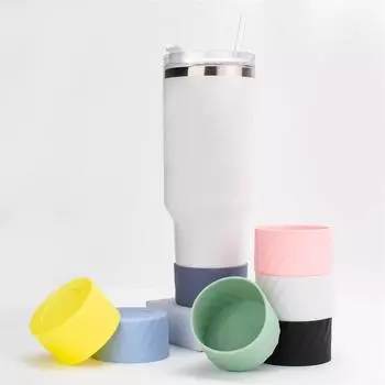 4pcs Spill Proof Straw Stopper Set Cup Cover Silicone Leak Straw Cap 30oz 7cm Bottle Sleeve Tumbler Water Cup Accessories бежевый
