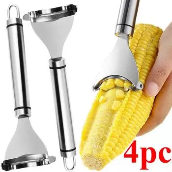 4 шт. Нержавеющая сталь кукурузоочиститель зубчатый кукурузоочиститель кукурузоочиститель строгальный станок молотилка резак кухонный инструмент для фруктов и овощей 1pcs
