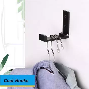 4Pcs Stainless Steel Folding Hook Clothes And Hat Hookes Hanging Dresses Wearable Brackets Towel Cap Bags Fitness Equipment чёрный