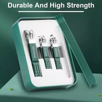 4Pcs Stainless Steel Nail Clippers Set with Anti-Splash Design Storage Box