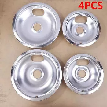 4pcs Stove Top Drip Tray Set Includes 2pcs 6 And 2pcs 8 Replacement Drip Trays For Easy Cleaning серебряный
