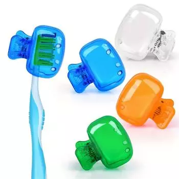 4pcs Toothbrush Head Cover Case Portable Hygienic Clip-On Box Protector Cap Holder for Family Business Travel Daily Use Outdoor