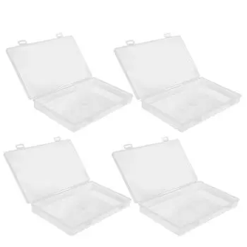 4Pcs Transparent Plastic Box with Hinged Cover Multipurpose Storage Container for Small Things