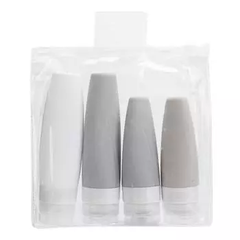 Набор из 4 дорожных пустых бутылок, герметичные силиконовые контейнеры для шампуня, геля для душа, жидкости