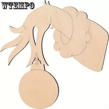 4pcs Unfinished Wood Cutout, DIY Christmas Front Door Sign, Blank Wooden Wreath Cutout for Xmas Wall Door Decoration Craft Making 4pcs