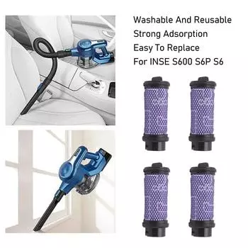 4pcs Vacuum Cleaner Replacement Filter Vacuum Filter Kit For INSE S600 S6P S6 Vacuum Cleaner Parts Purple