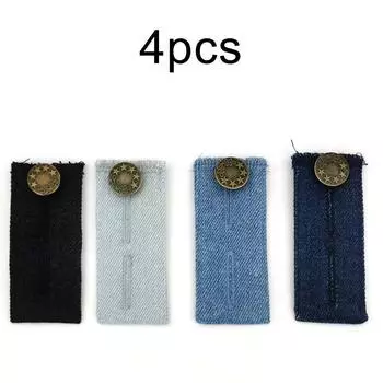 4pcs Waistband Extender with Metal Buckle Adjustable Pants Skirt Jeans Unisex