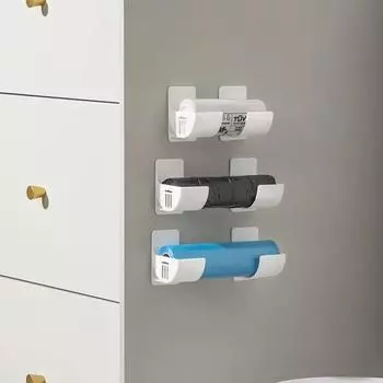 4шт настенный держатель для мусорных мешков ящик для хранения мусорных мешков органайзер пластиковый пакет пленка контейнер диспенсер для кухонной полки белый