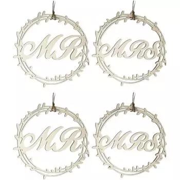 4pcs Wedding Chair Hanging Wooden Pendant Wedding Seat Pendant Decorative Wedding Chair Supply Wedding Chair Pendant Wedding Party Chair Ornament