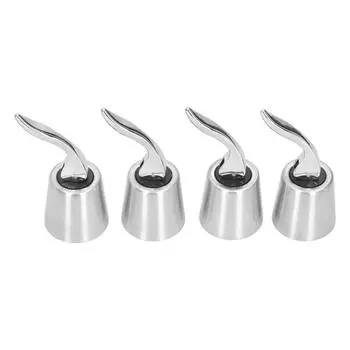 4PCS Wine Bottle Stopper Press Handle Style Expanding Stainless Steel Wine Bottle Plug Saver for