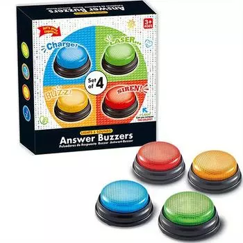 4pcs with Lights and Sound Answer Buzzers 4Colors Family Feud Jeopardy Buzzer for Trivia Games 1