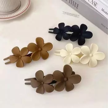 4PCS women s multi-color resin flower simple and fashionable French elegant hair clip accessories