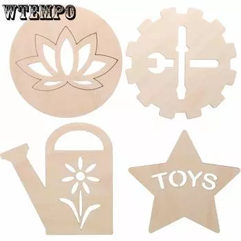 4pcs, Wood Crate Dcor, Home & Garden 5 x5 , Wood Cutouts, Wood Cutouts for Crafts, Wood Shapes for Crafts, Wood Cut Outs, Wooden Painting Crafts 4pcs