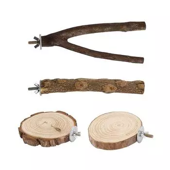 4pcs Wood Parrot Perch - And Claws Can Be Ground And Used As Jumping Platform Cat Shelves And Perches For Wall as shown 1
