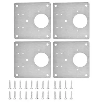 4Set Hinge Plate Stainless Steel Hinge Side Plate Cabinet Door Hinge Repair Bracket for Home Kitchen