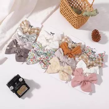 4set Random color Hair Bows Clips For Baby Girls Cotton Bowknot Hairpins Barrette New Headwear Bow Clips Kids Hair Accessories G
