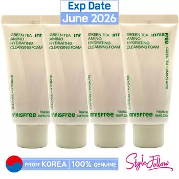 4шт/120г_[INNISFREE] Увлажняющая очищающая пенка с аминокислотами зеленого чая 30г (Образец) 30g X 4pcs (120g)