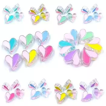 4шт 24 мм акриловое сердце свободные бусины Капля масло Прозрачные заостренные бусины DIY Браслет Мобильный телефон Цепочка Аксессуары разноцветный
