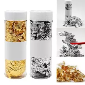 4шт 2г Еда Десерт Золотая Серебряная Фольга Крем Торт Лед Выпечка Украшения серебряный