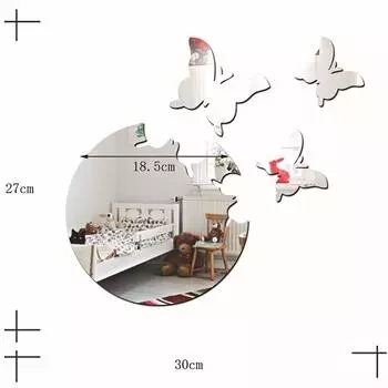 4шт 3D бабочка Diy зеркало стикер стены декор комнаты наклейки наклейка домашний декор серебряный