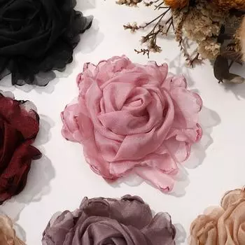 4шт 3D марлевые нашивки с цветами искусственная роза тканевая аппликация брошь тканевая нашивка шитье красный