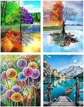 4шт.5D Алмазная картина, мозаика, кристалл, полная алмазная вышивка крестом, идеальное украшение для дома, настенное украшение, 30X40см, набор из бриллиантов «Времена года», изготовление, ремесло, (Четыре