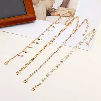 4шт браслет на щиколотку из бисера регулируемый сплав стерлингового золота для женщин пляж