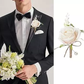 4шт бутоньерка для мужчин корсаж и бутоньерка набор корсаж браслет для выпускного декор свадебные цветы аксессуары украшение для костюма на вечеринку синий