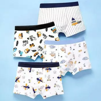 4шт детские трусы с героями мультфильмов, детские студенческие дышащие боксеры M