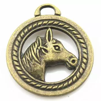 4шт двусторонние подвески в виде лошади, подвески античная бронза, цвет цинкового сплава, 25 мм