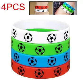 4шт футбольный силиконовый браслет разноцветные резиновые браслеты футбольные браслеты сувениры для футбольной вечеринки украшения