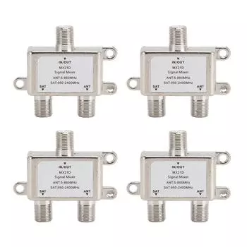 4шт коаксиальный кабельный разветвитель MX21D 5 до 2400 МГц RG6 совместимый 2-сторонний ТВ-разветвитель для спутникового телевидения