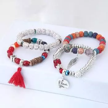 4шт/компл. стильный очаровательный браслет из деревянных бусин белый