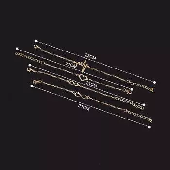 4шт/комплект браслет для женщин богемная цепочка Ecg сердце кристалл шарм браслет бохо ювелирные изделия подарок one size