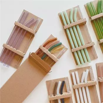 4шт/комплект цветная стеклянная соломинка термостойкая холодная для напитков прямая изогнутая питьевая многоразовая s 200мм*8мм