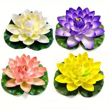4шт/комплект искусственный плавающий пенопластовый цветок лотоса с листом кувшинки, листочками лилии и плавающими пенопластовыми лотосами