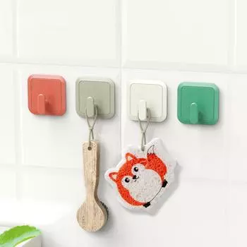 4шт/комплект крючки для ванной комнаты и кухни высокого качества настенные крючки крючки для одежды без отверстий штампованные мощные крючки 4PCS/SET белый