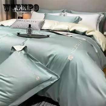 4шт / комплект Легкий Роскошный ледяной шелк Четыре части Набор Шелковое одеяло Чехол Летнее постельное белье Общежитие Высокое качество Удобная простыня Покрывала Наборы Queen 4 pcs бежевый