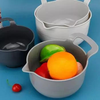 4шт/комплект пластиковая миска для смешивания с ручкой тарелка для закусок кухонный инструмент салатница миска для муки 4pcs