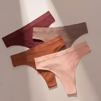 4шт/комплект сексуальные стринги с Т-образной спинкой для женщин удобные хлопковые трусики нижнее белье M