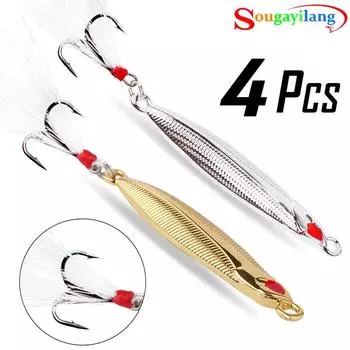 Рыболовные крючки с приманкой/ аксессуары для рыбалки Pack of 4 золотой