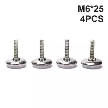 4шт M6 M8 15/20/25 мм Регулируемые стальные ножки для мебели Противоскользящее основание стола M6*25