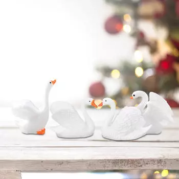 4шт мини-лебедь фигурки сказочное украшение сада милый настольный орнамент статуя для кабинета